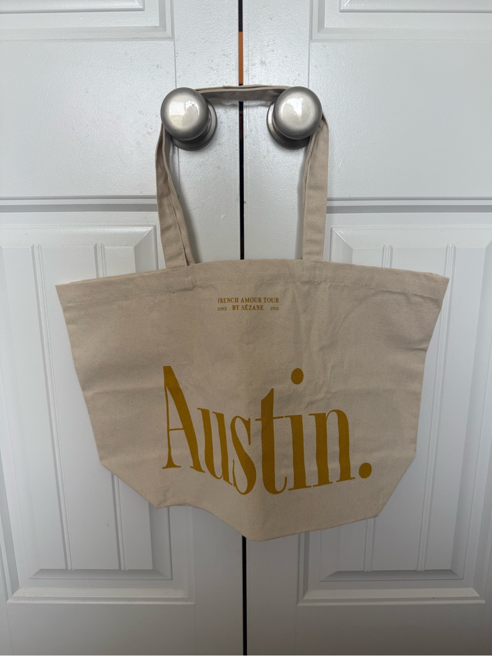 Sezane Beige Canvas Tote with Mustard 'Paris' Print New - Picture 4 of 4